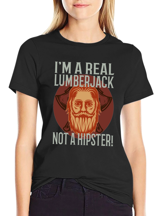 Camiseta Negra: Leñador Auténtico No Hipster
