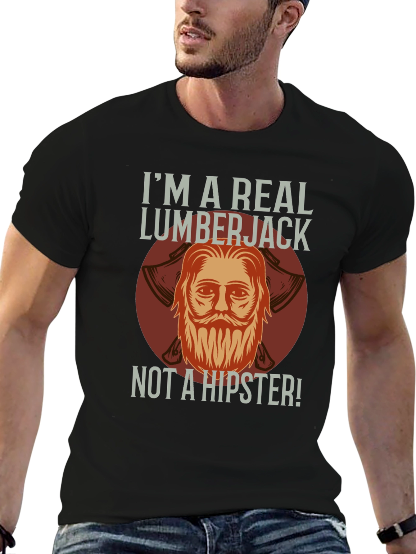 Camiseta Negra: Leñador Auténtico No Hipster