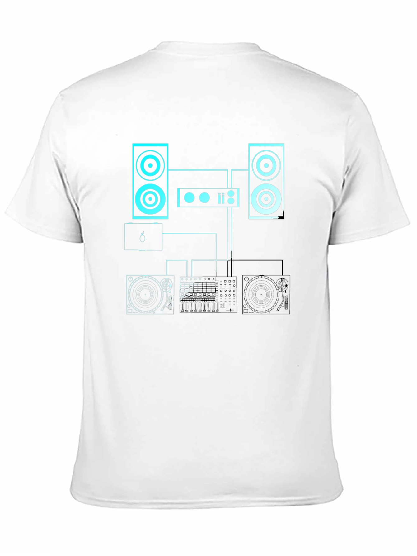 Camiseta Negra con Diseño de Equipo de DJ