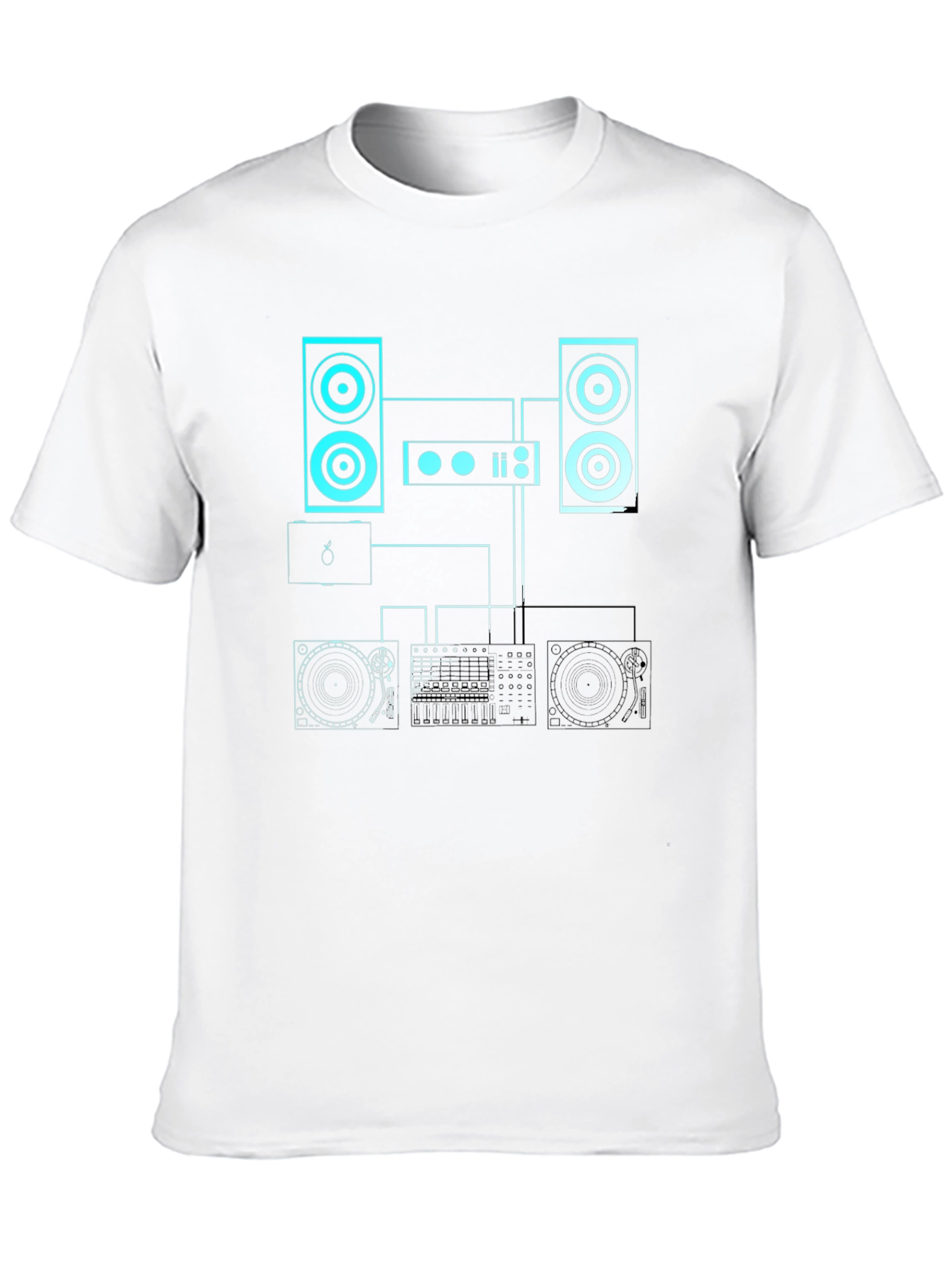Camiseta Negra con Diseño de Equipo de DJ