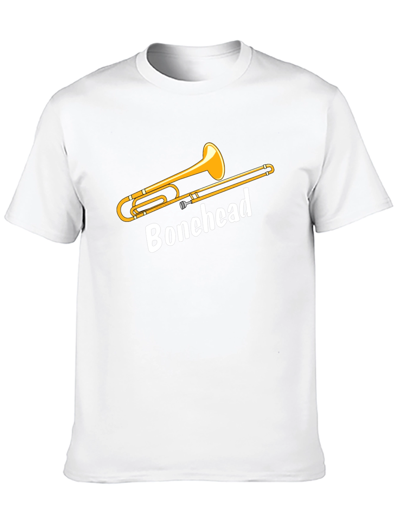Camiseta Negra Bonehead Trombonista - Diseño Único