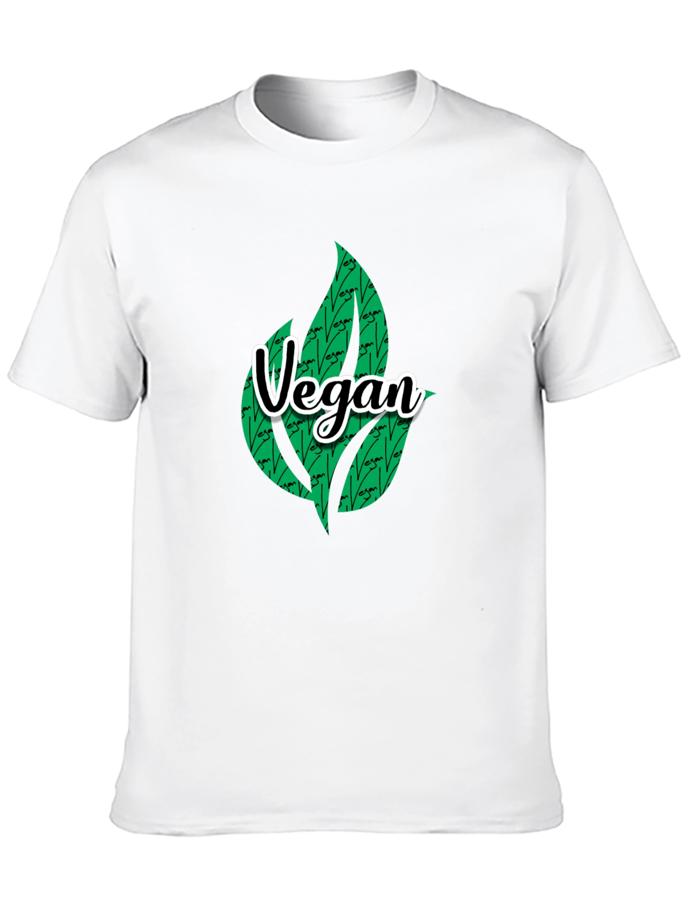 Camiseta Negra Vegana con Diseño de Hojas