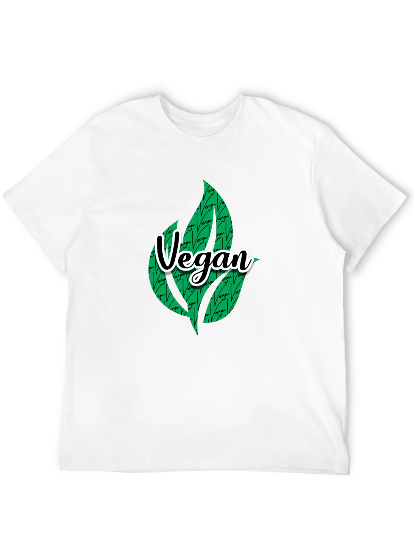 Camiseta Negra Vegana con Diseño de Hojas