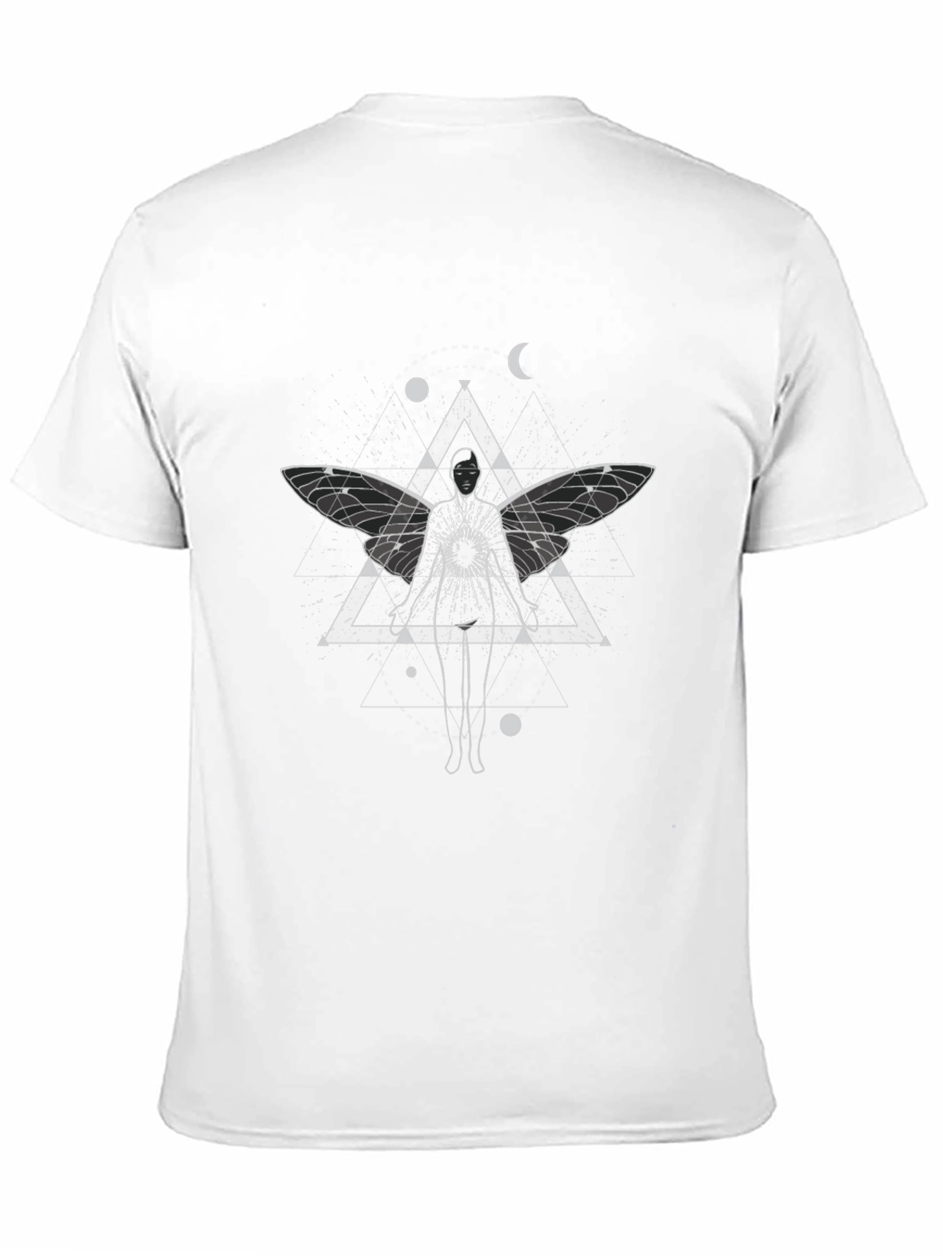 Camiseta Negra con Diseño Místico de Alas de Hada