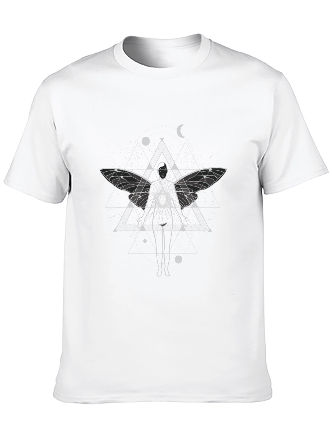 Camiseta Negra con Diseño Místico de Alas de Hada