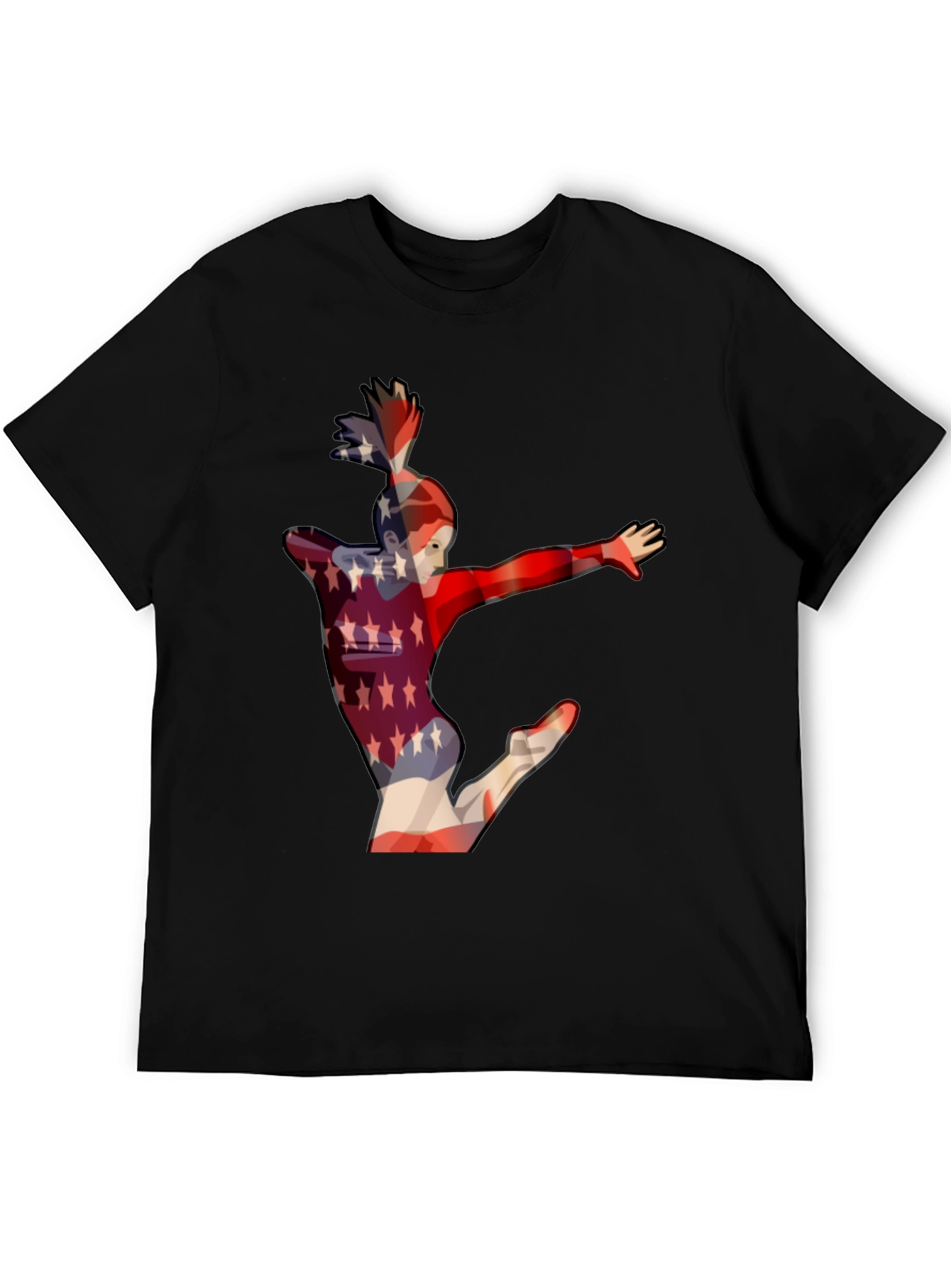 Camiseta Negra con Diseño de Gimnasta Americana