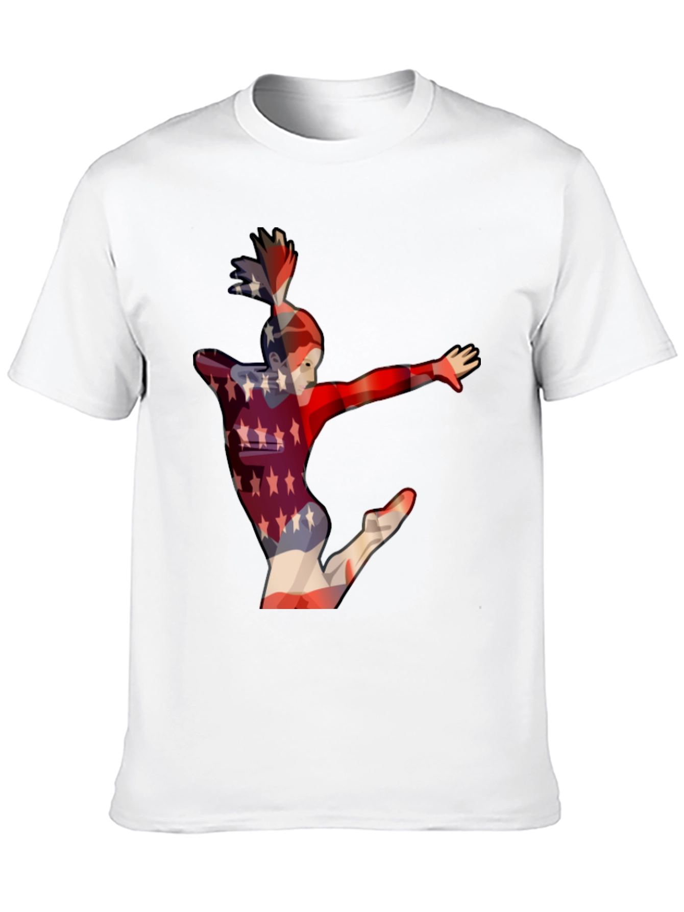 Camiseta Negra con Diseño de Gimnasta Americana