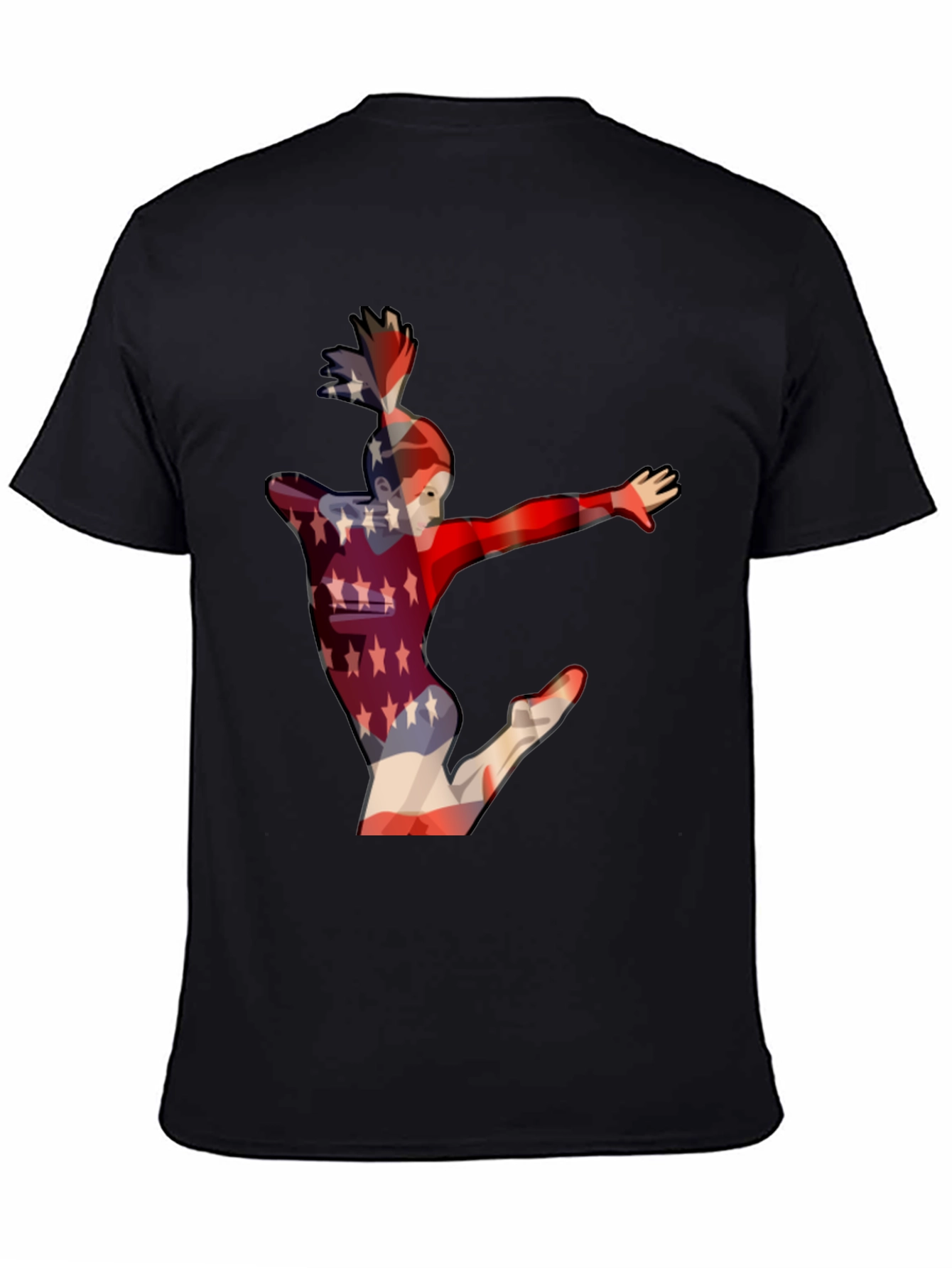 Camiseta Negra con Diseño de Gimnasta Americana