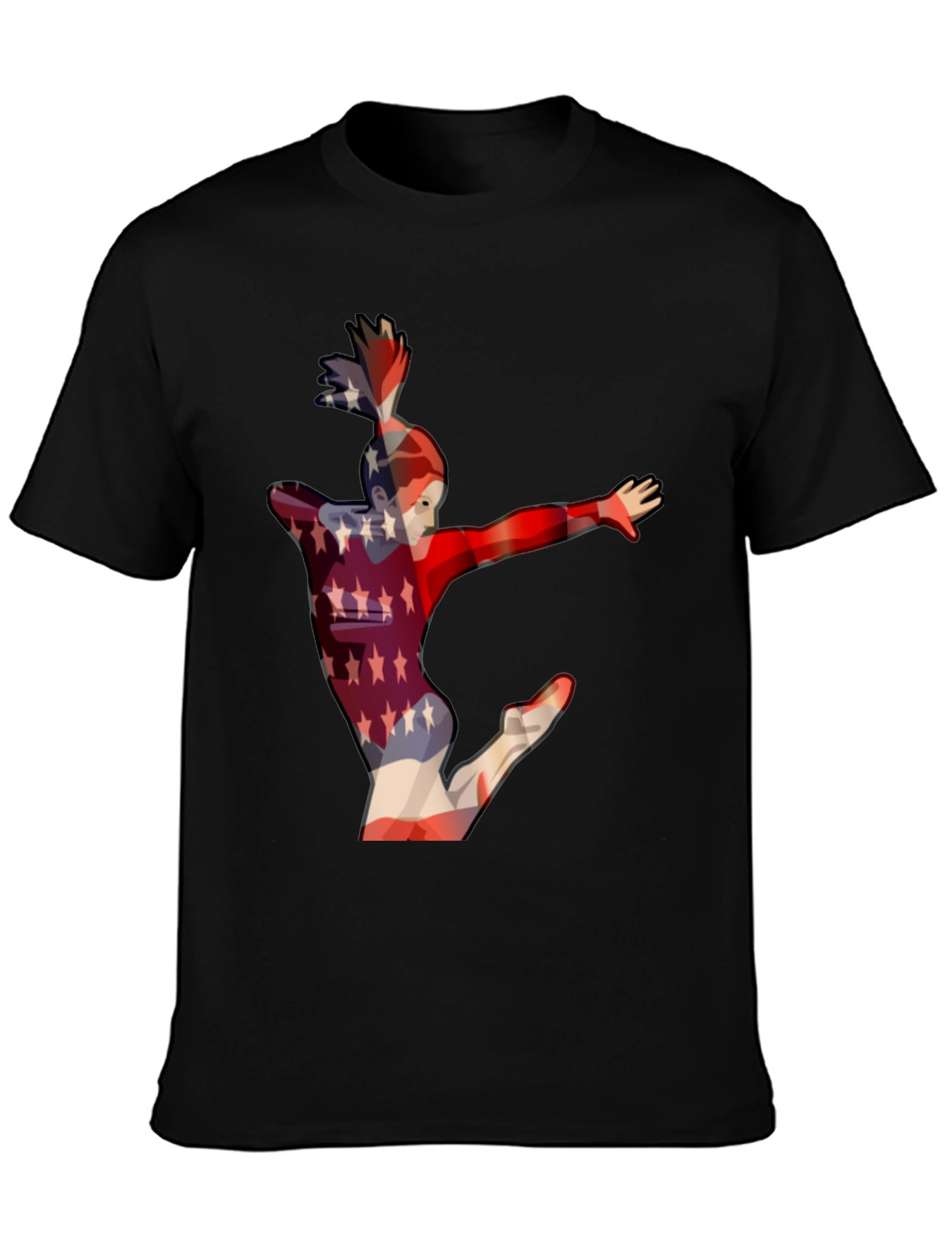 Camiseta Negra con Diseño de Gimnasta Americana