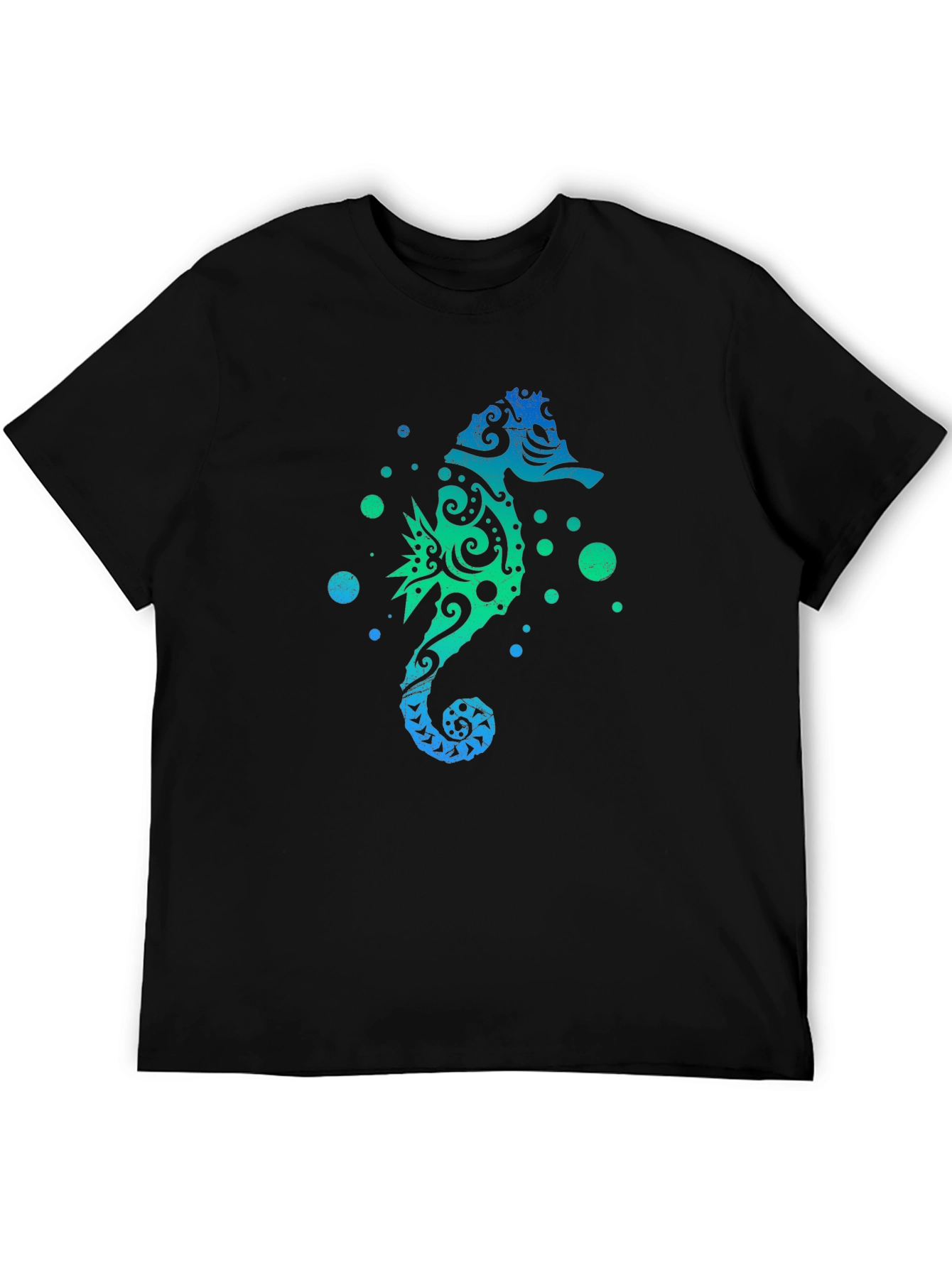 Camiseta Negra Estampado Hipocampo Tribal