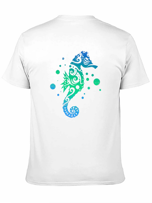 Camiseta Negra Estampado Hipocampo Tribal