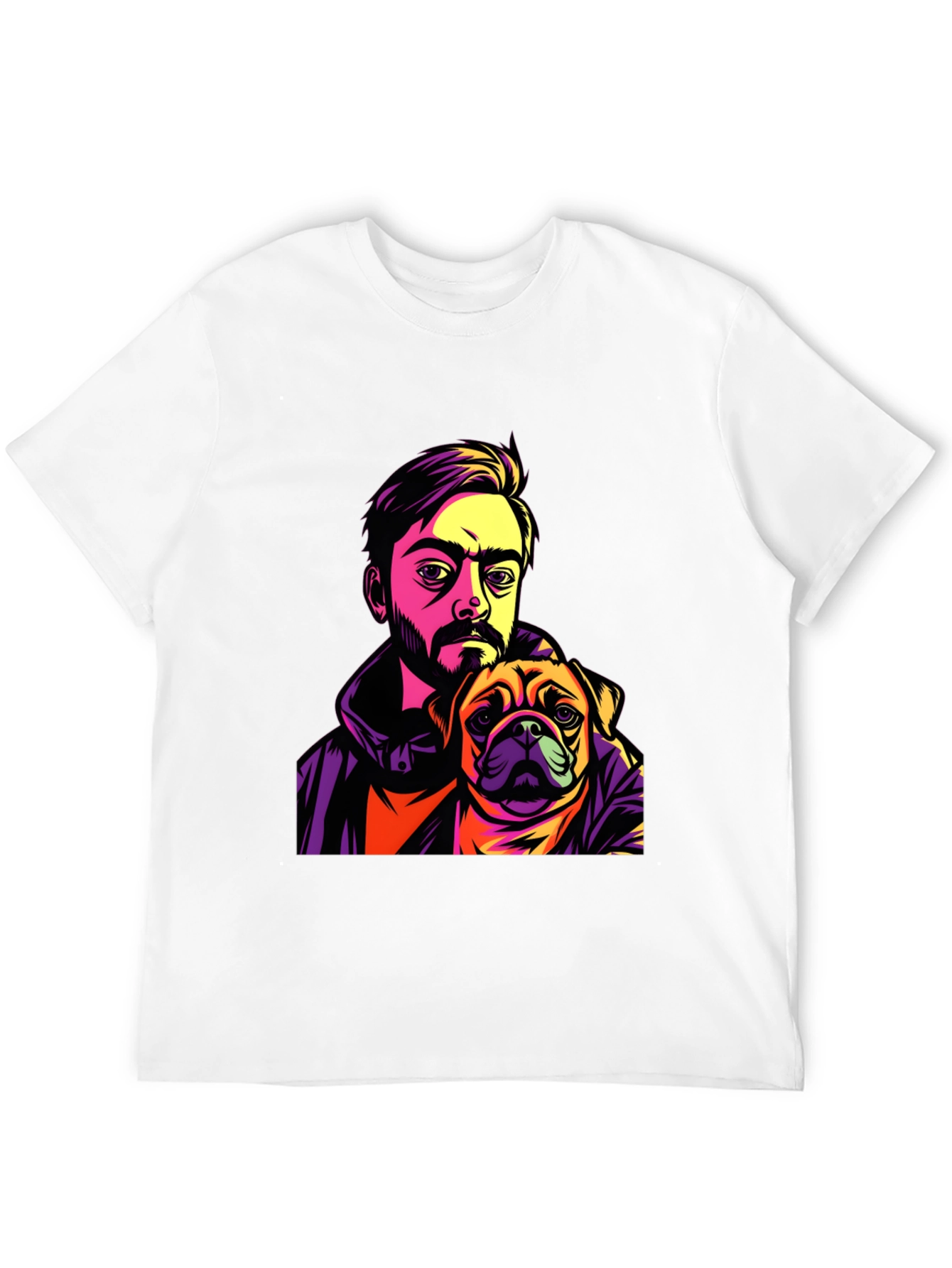 Camiseta Hombre Negra Diseño Hombre y Pug