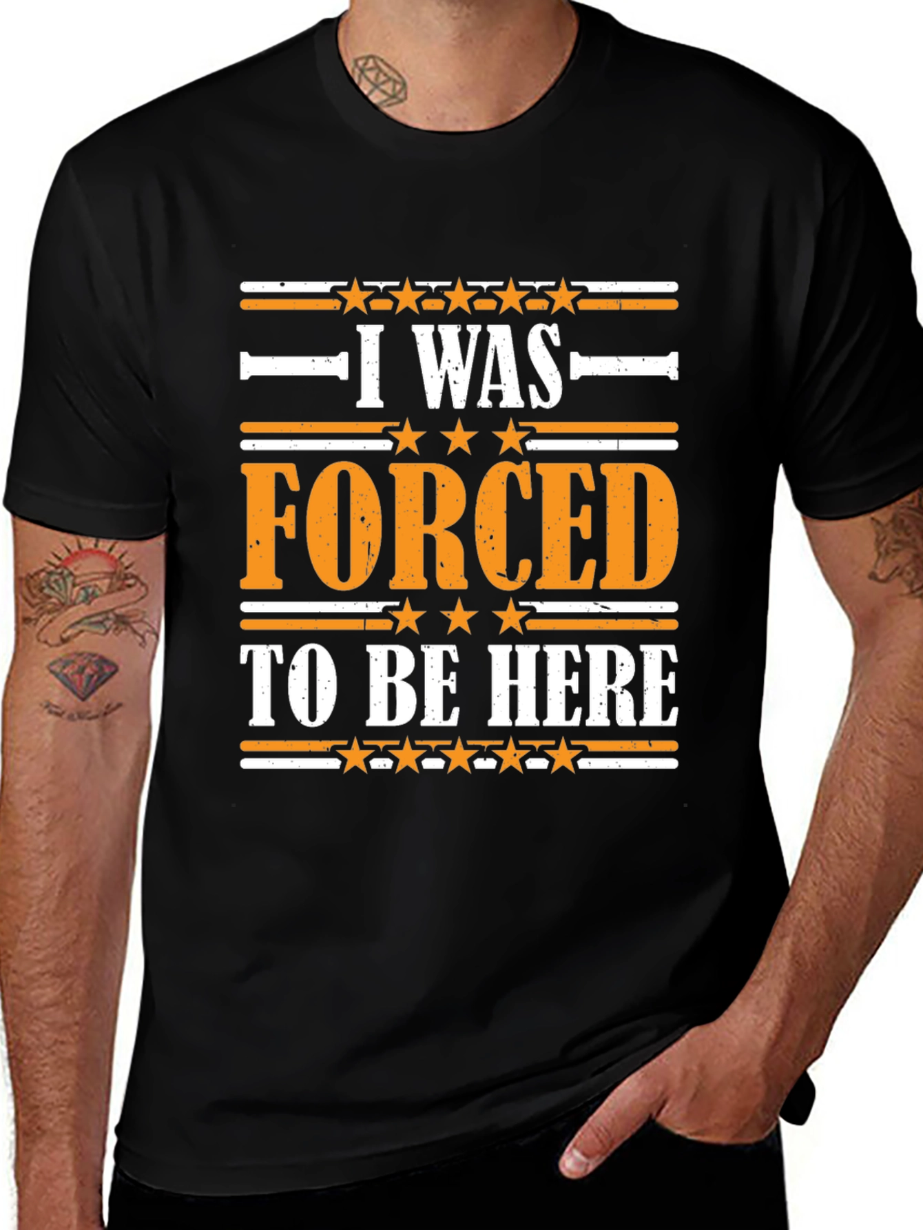 Camiseta Negra con Estampado Forced To Be Here