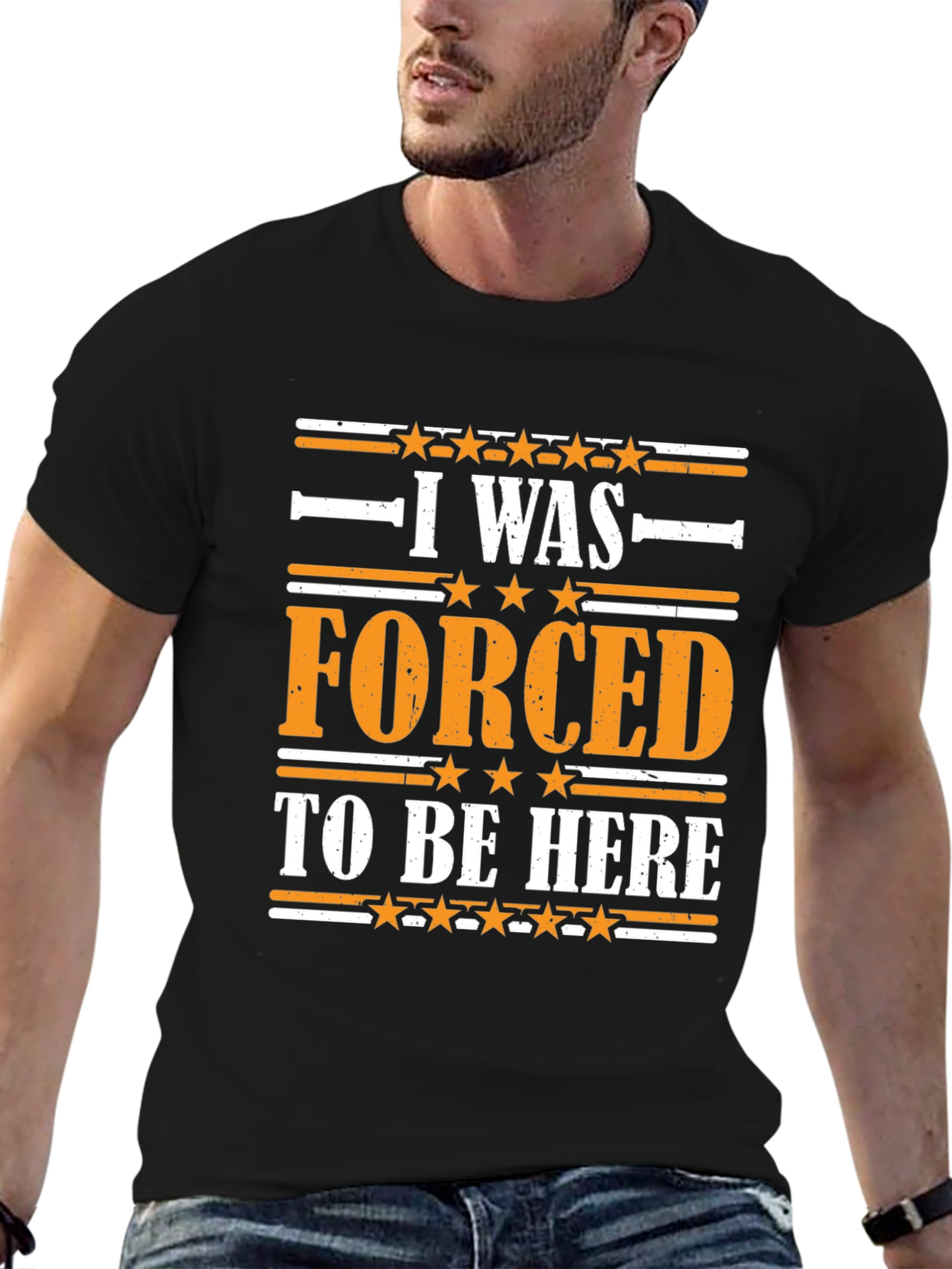Camiseta Negra con Estampado Forced To Be Here