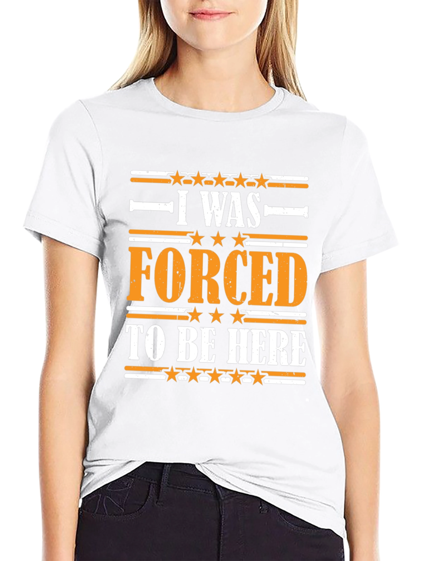 Camiseta Negra con Estampado Forced To Be Here