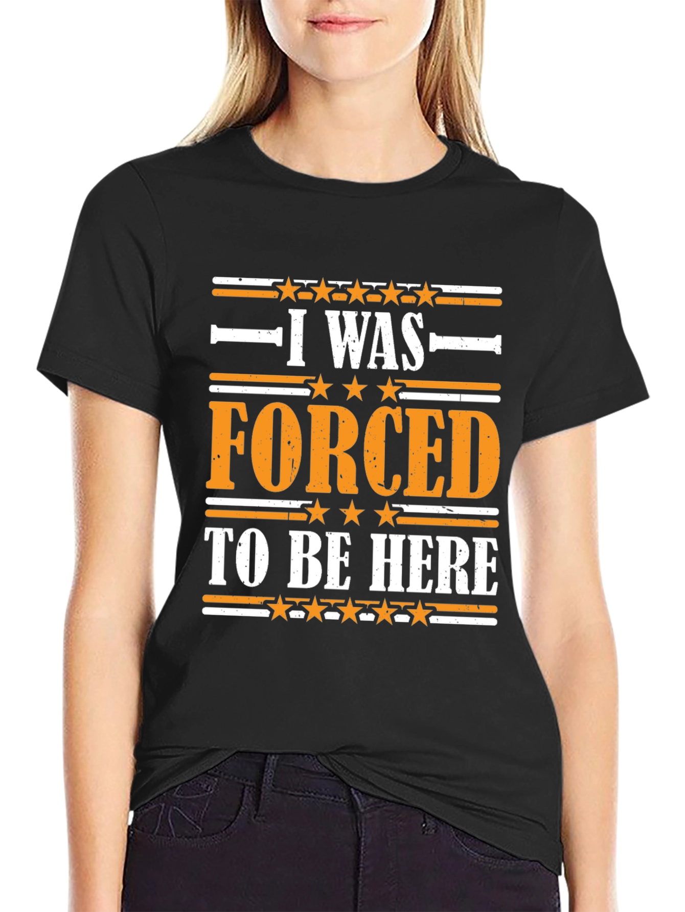 Camiseta Negra con Estampado Forced To Be Here