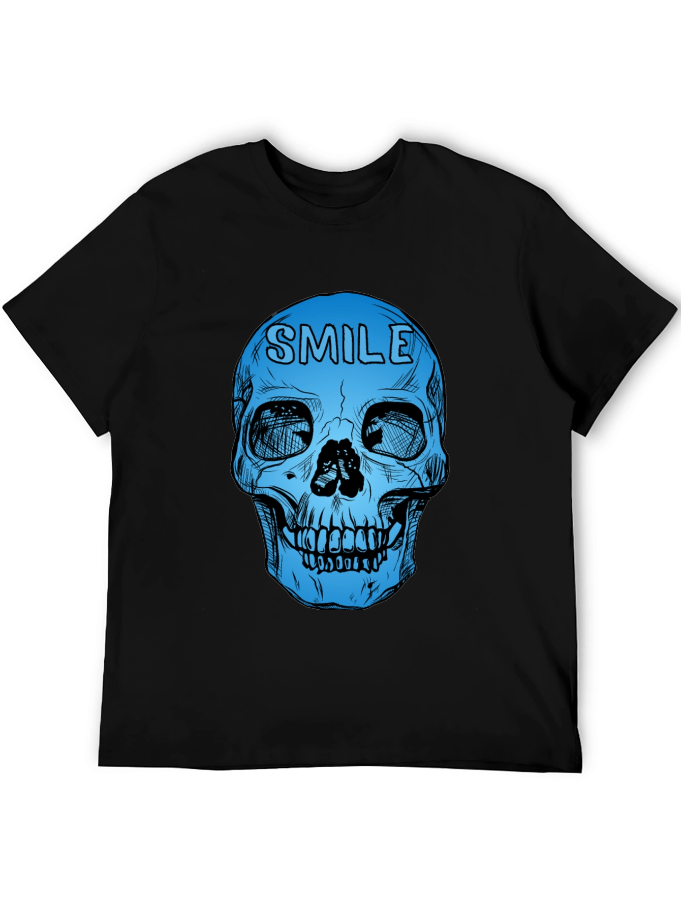 Camiseta Negra con Calavera Azul Smile