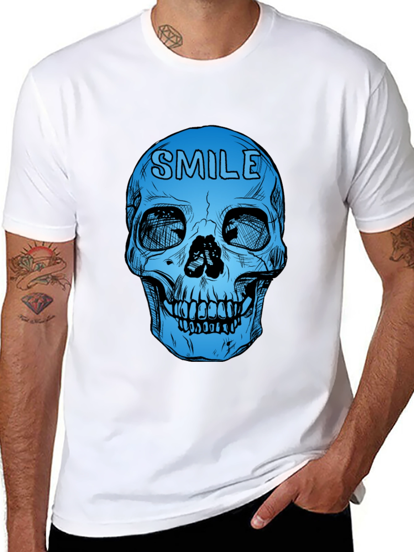 Camiseta Negra con Calavera Azul Smile