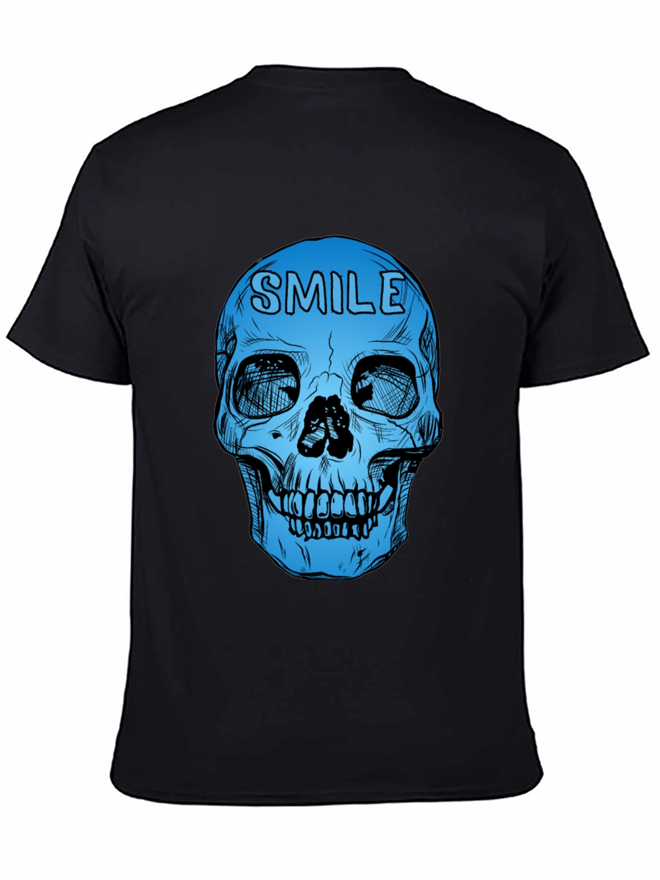 Camiseta Negra con Calavera Azul Smile