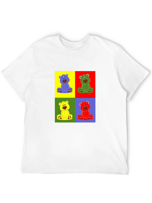 Camiseta Negra con Diseño de Ositos Coloridos