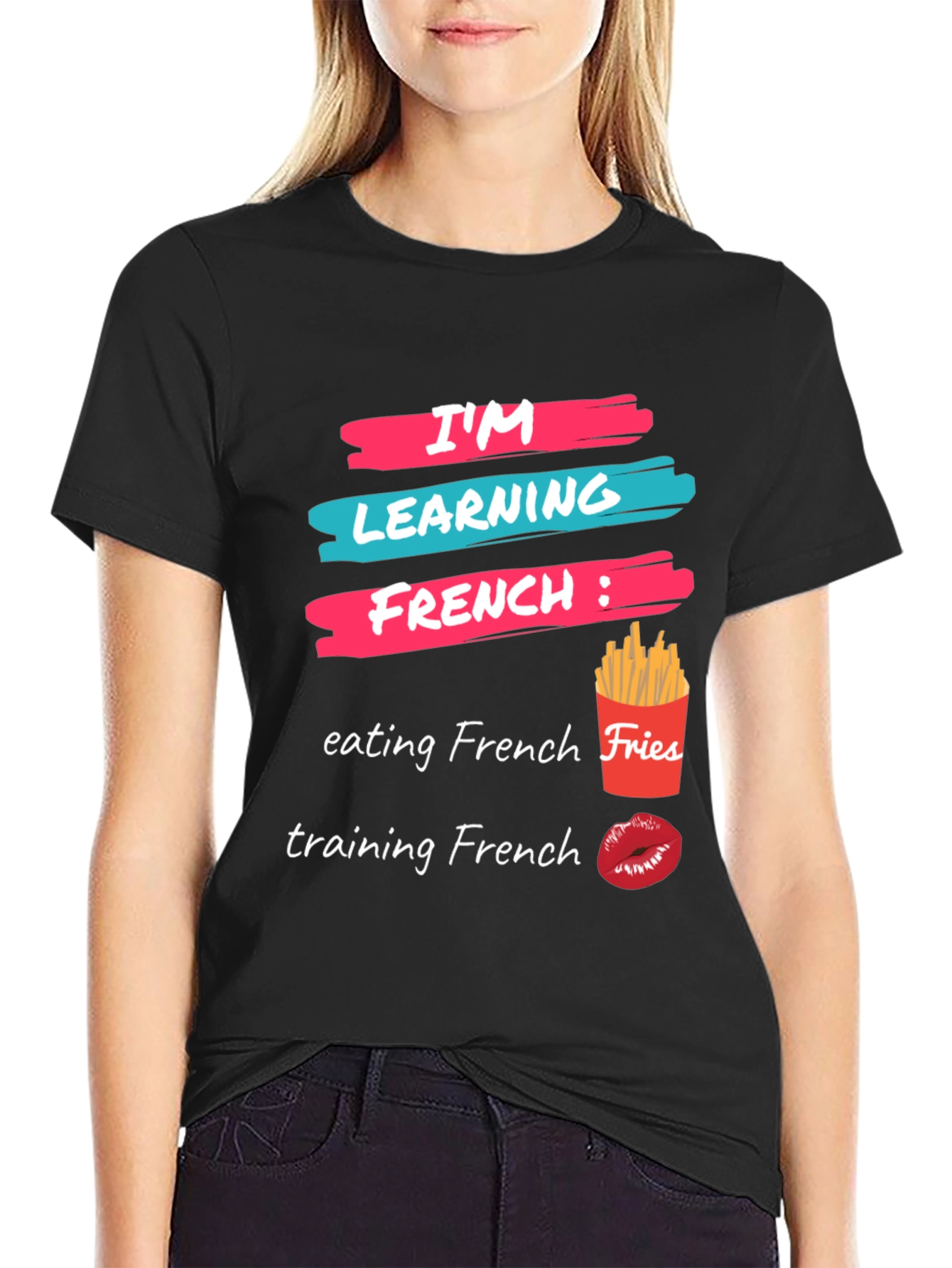 Camiseta Aprendiendo Francés: Comida y Besos