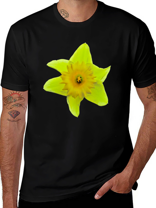 Camiseta Negra con Diseño Floral Abstracto