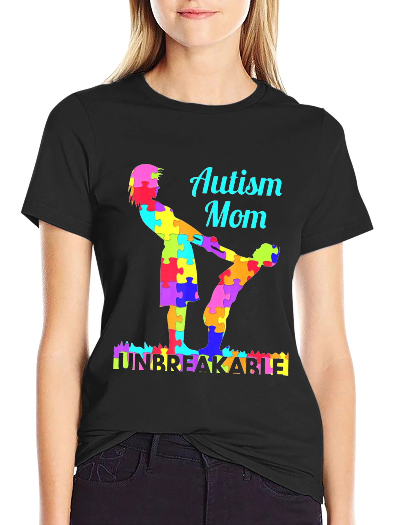 Camiseta Negra Mamá Autismo Irrompible