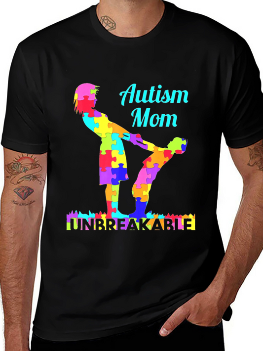 Camiseta Negra Mamá Autismo Irrompible