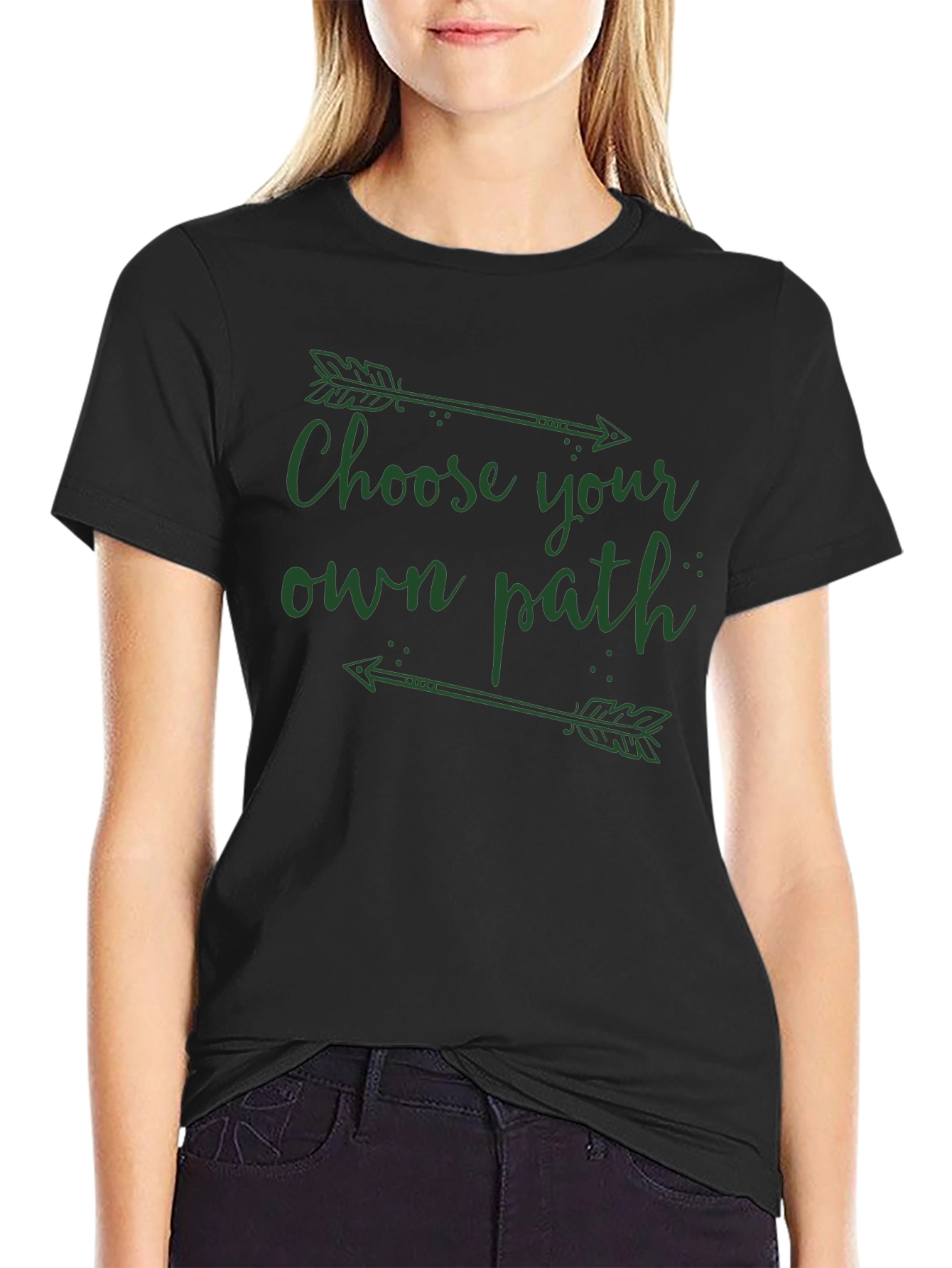 Camiseta Negra: Elige Tu Propio Camino con Flechas