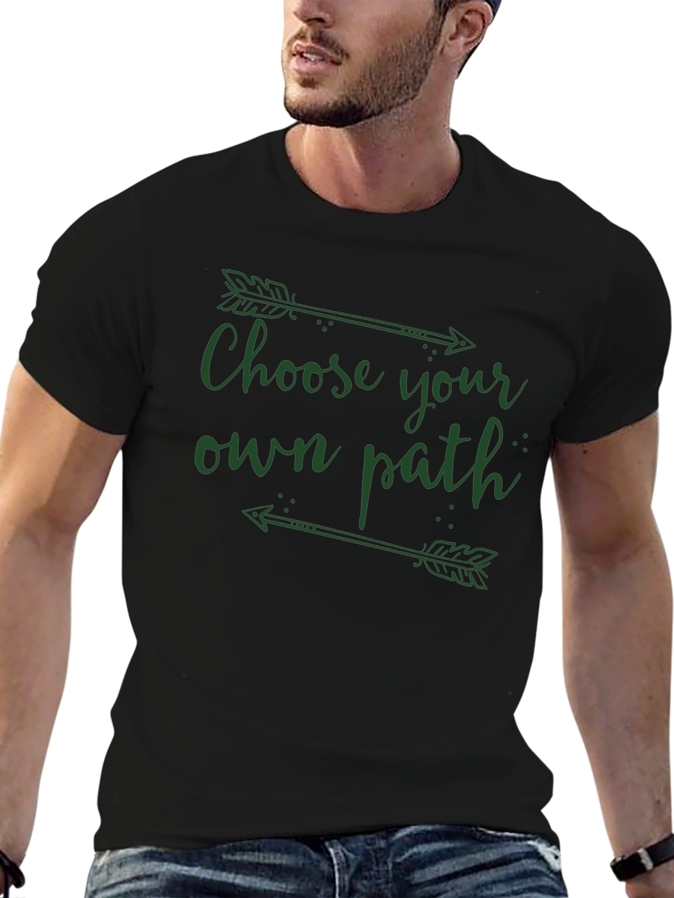 Camiseta Negra: Elige Tu Propio Camino con Flechas