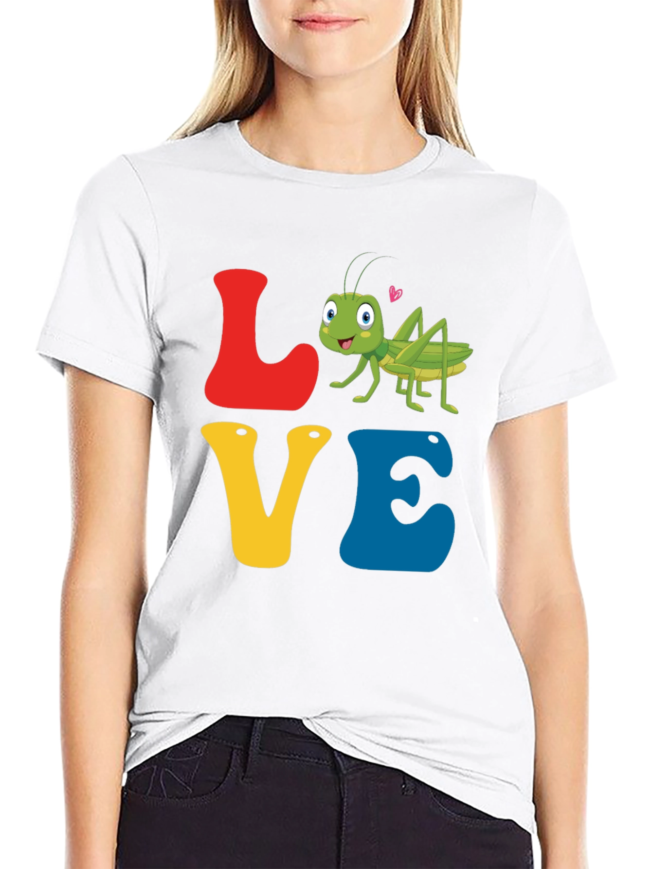 Camiseta Negra Love con Grillo Enamorado