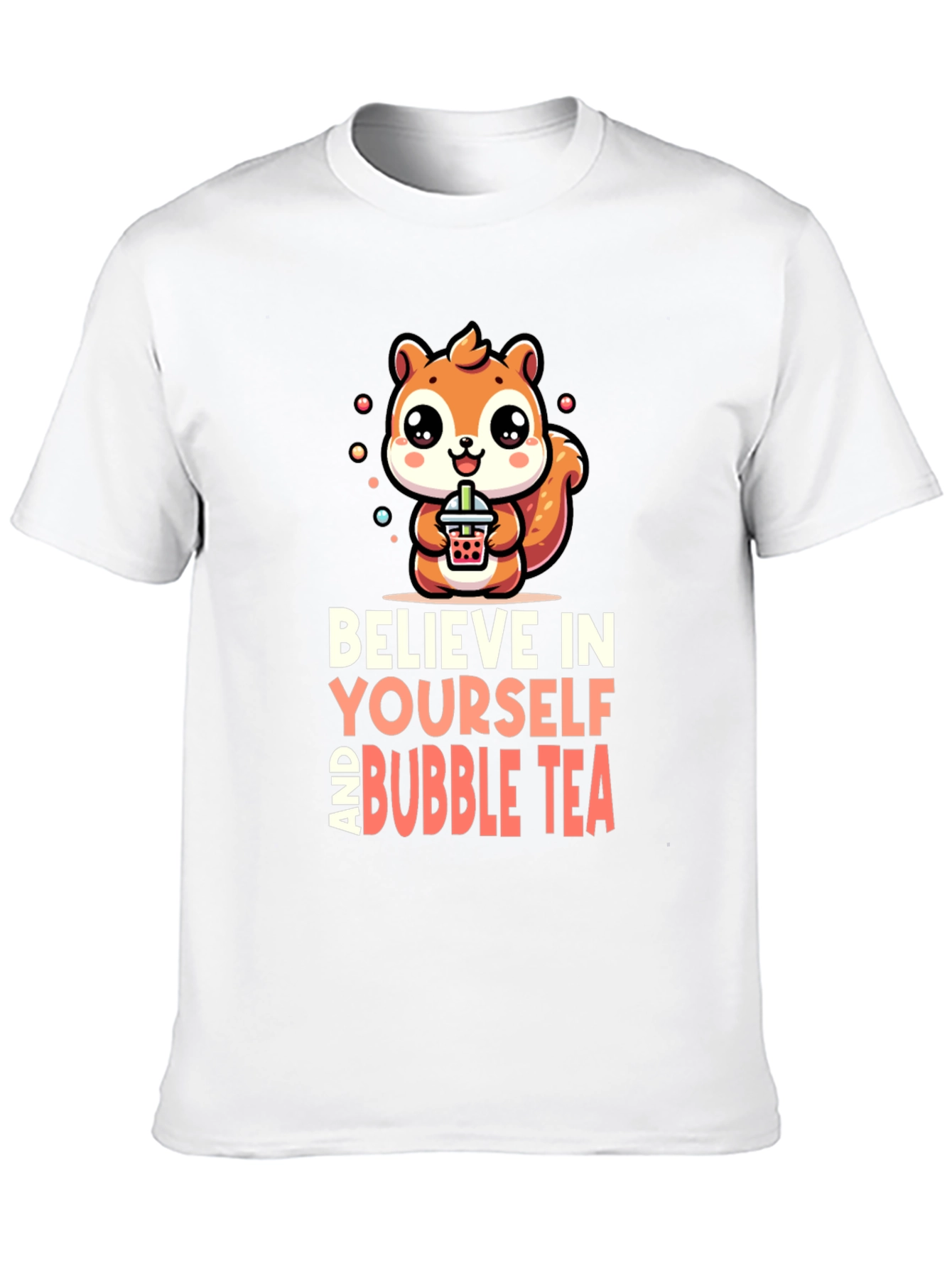 Camiseta Negra con Diseño de Ardilla y Bubble Tea