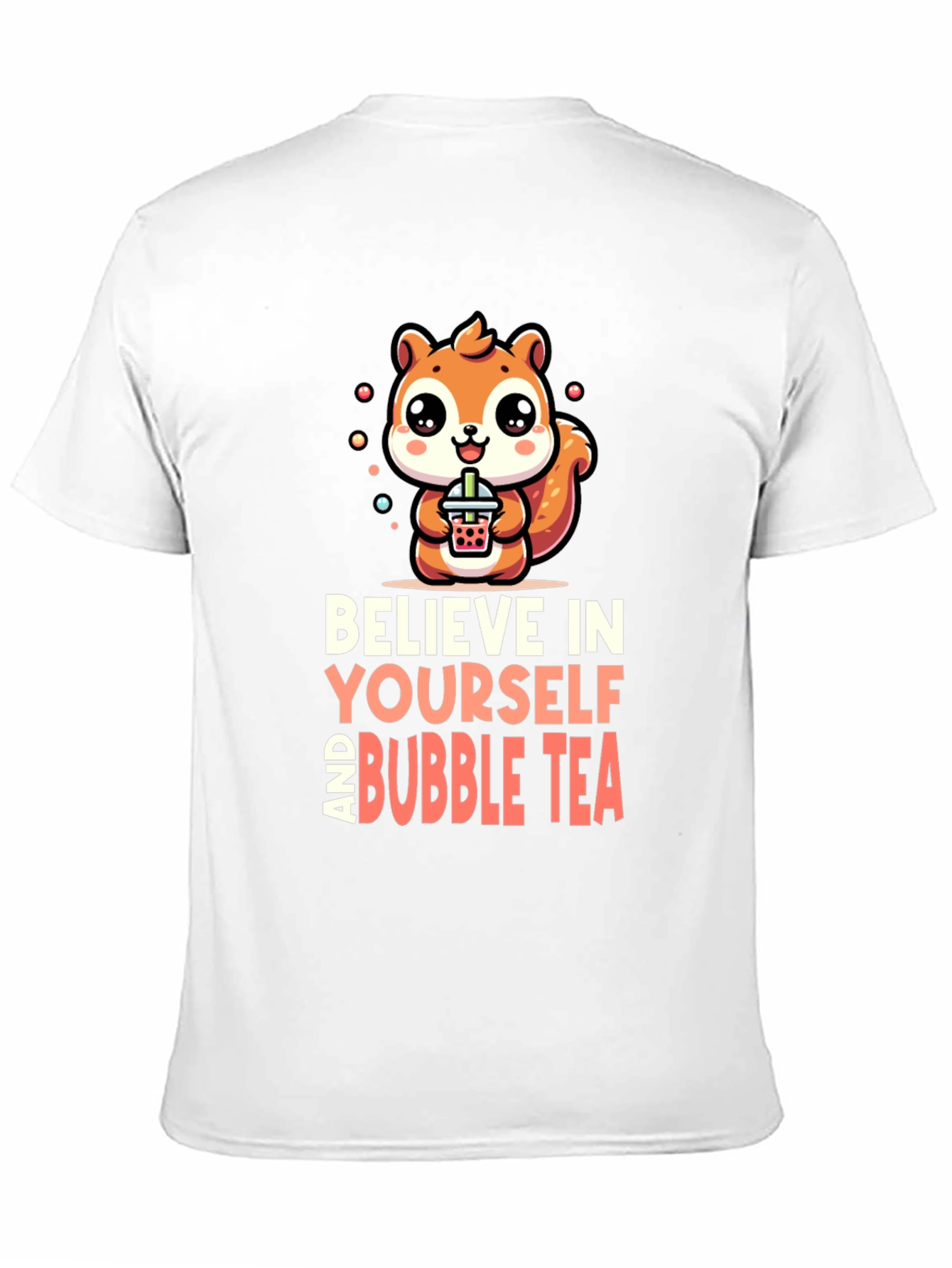 Camiseta Negra con Diseño de Ardilla y Bubble Tea