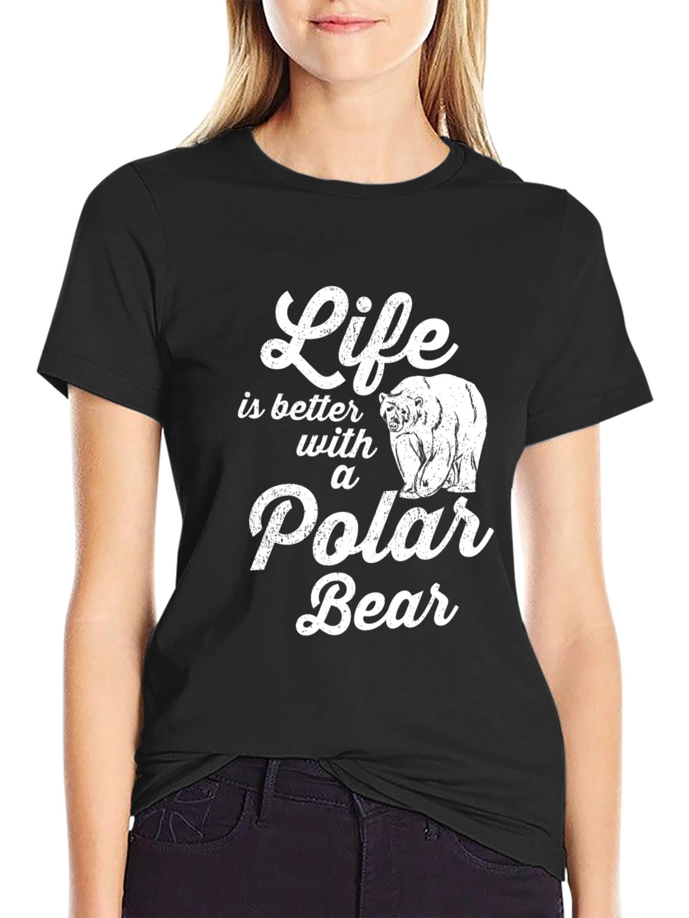 Camiseta Negra con Diseño de Oso Polar