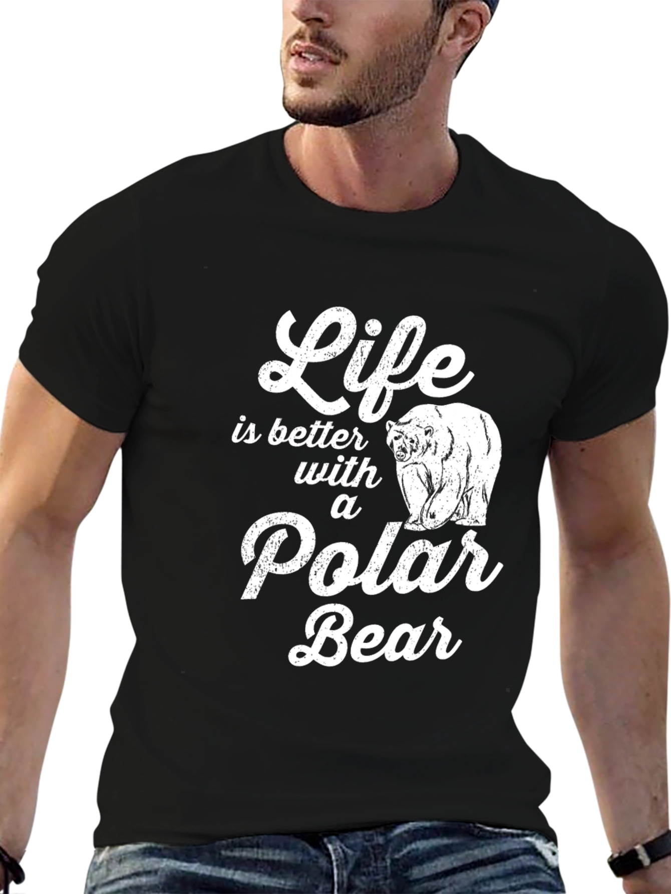Camiseta Negra con Diseño de Oso Polar
