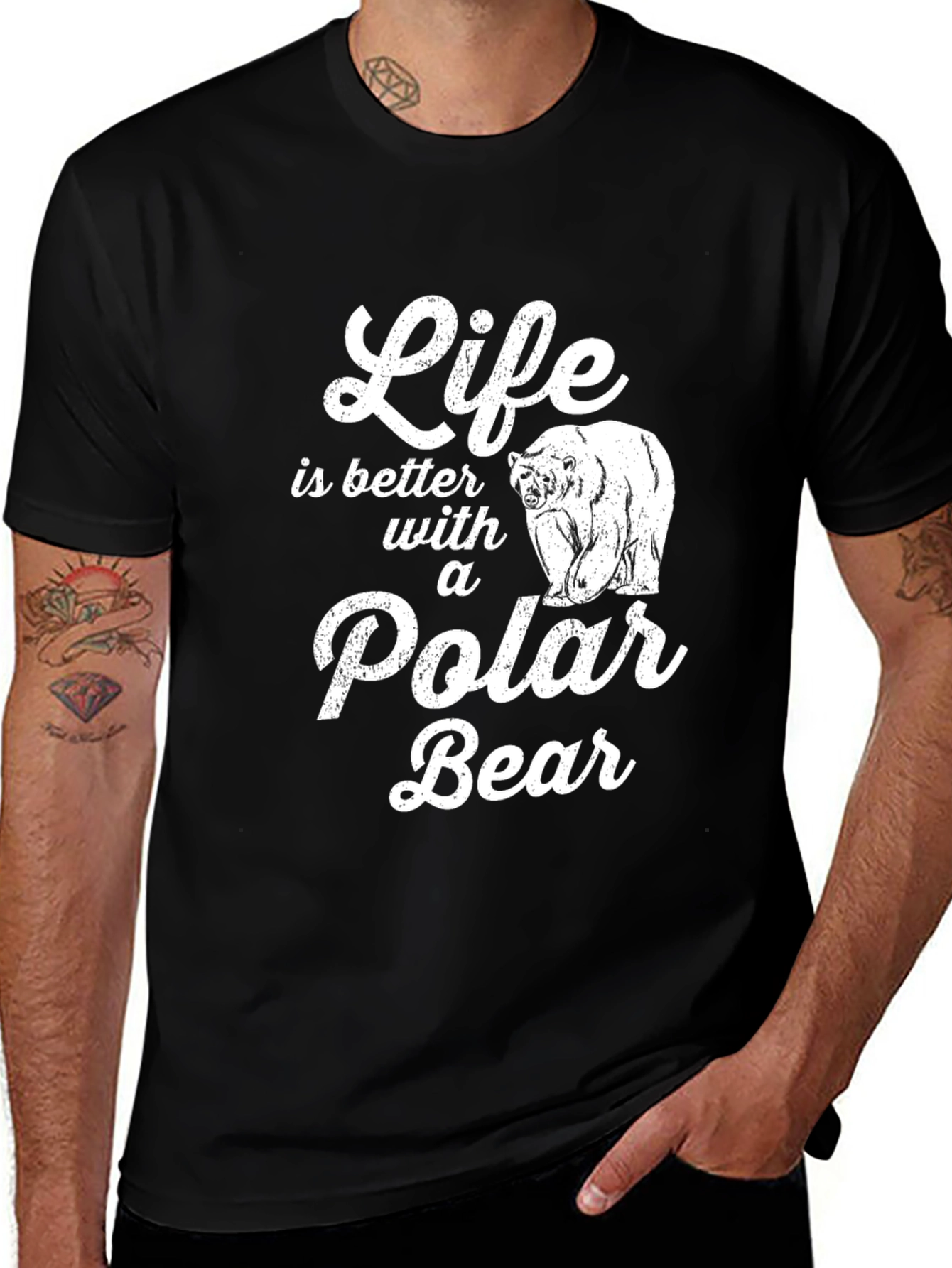 Camiseta Negra con Diseño de Oso Polar