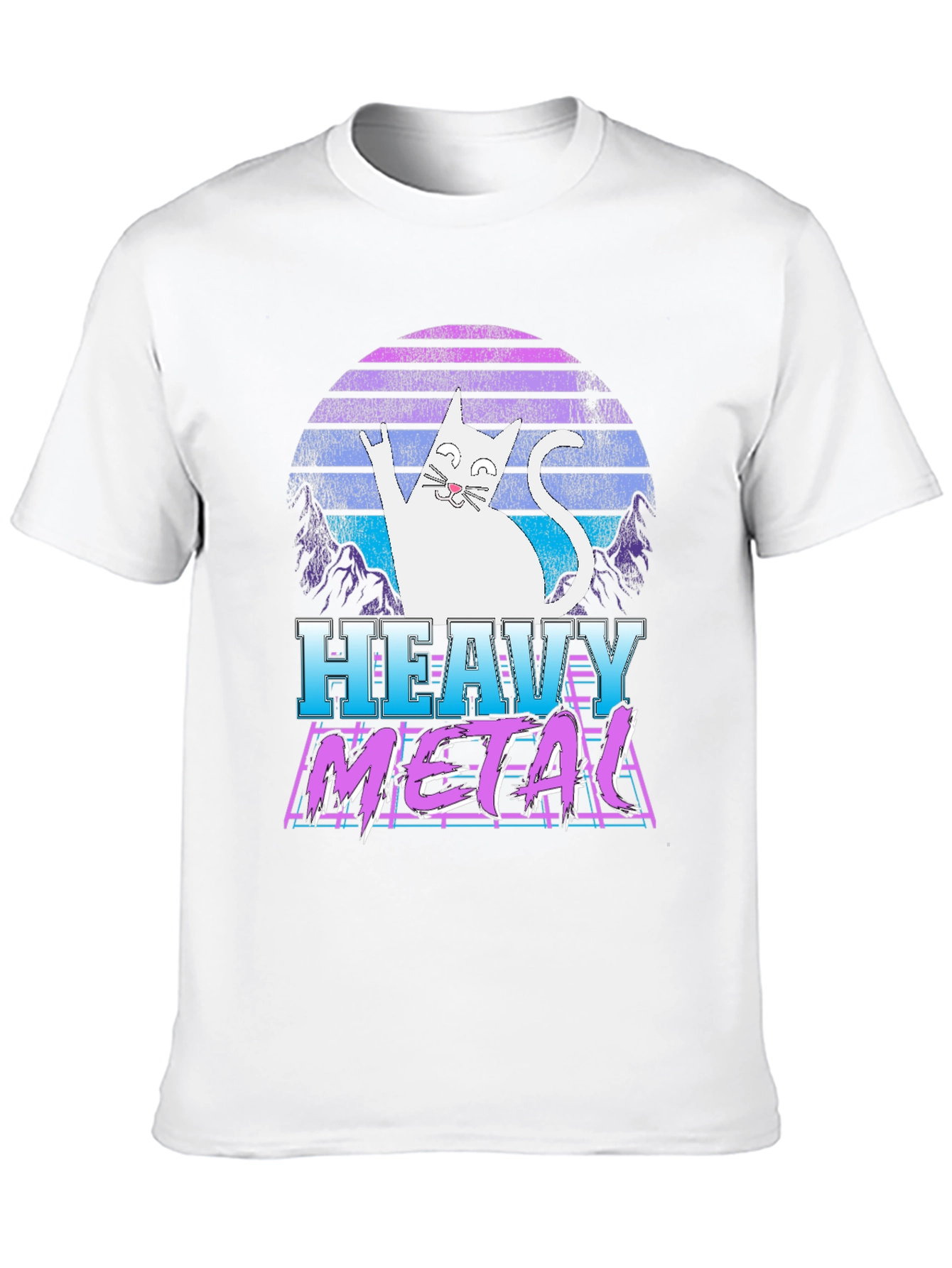 Camiseta Heavy Metal Gato Retro