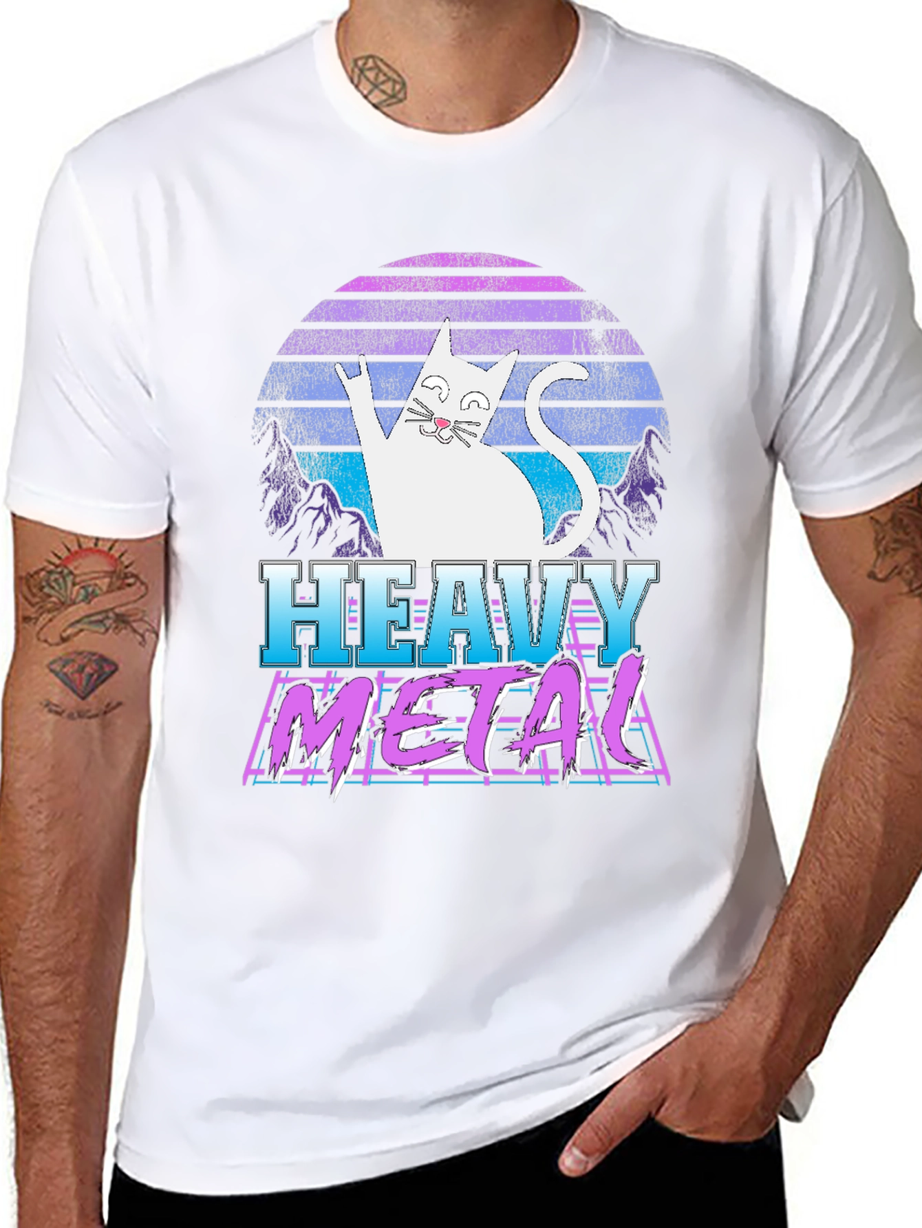 Camiseta Heavy Metal Gato Retro