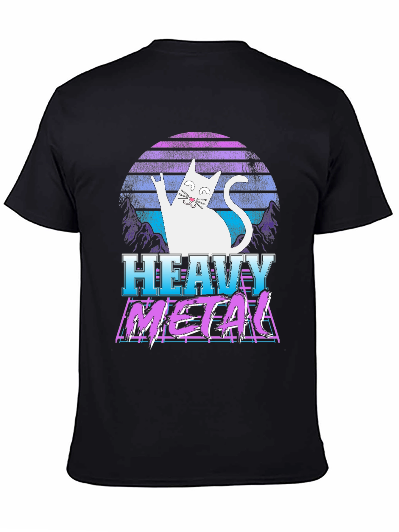Camiseta Heavy Metal Gato Retro
