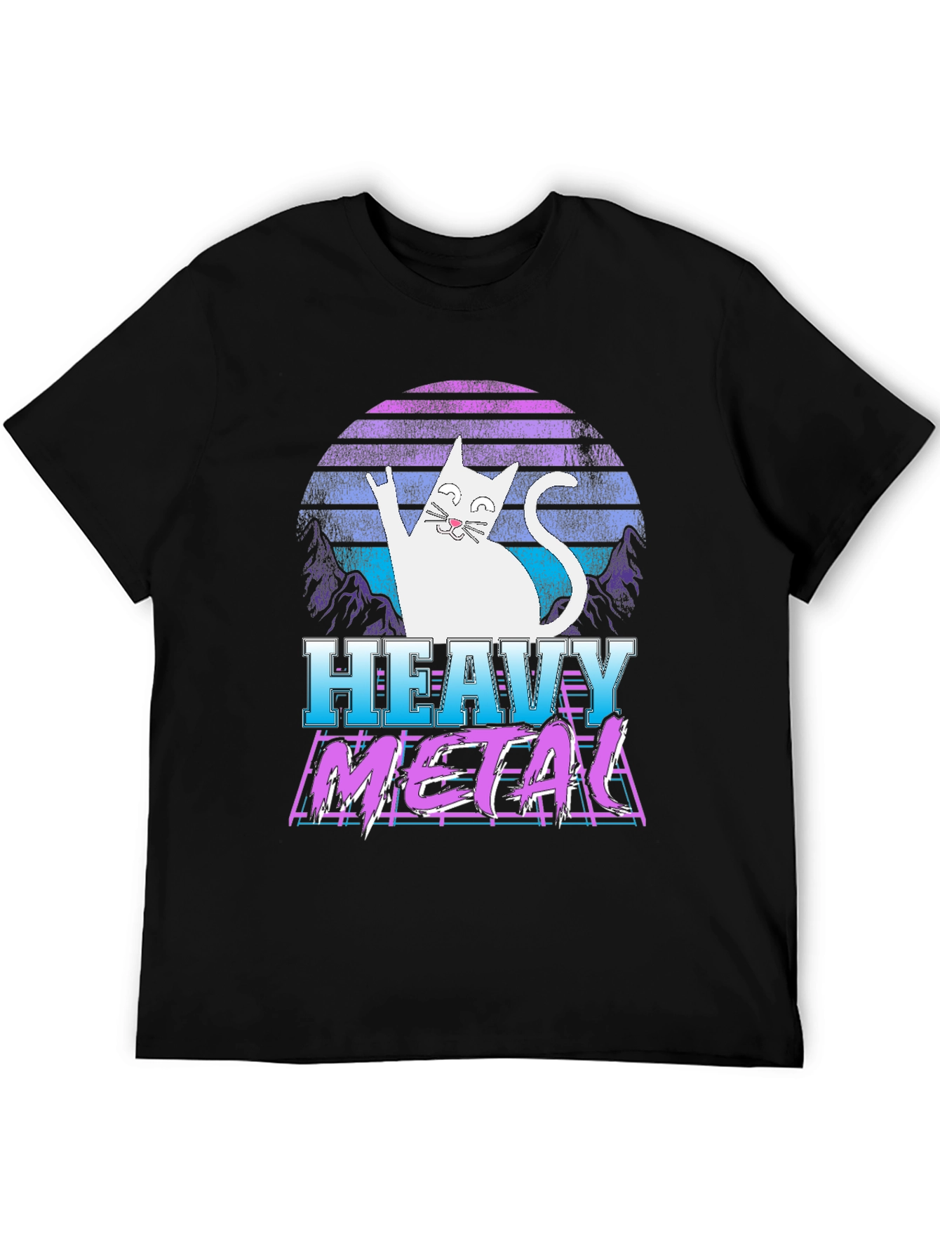 Camiseta Heavy Metal Gato Retro