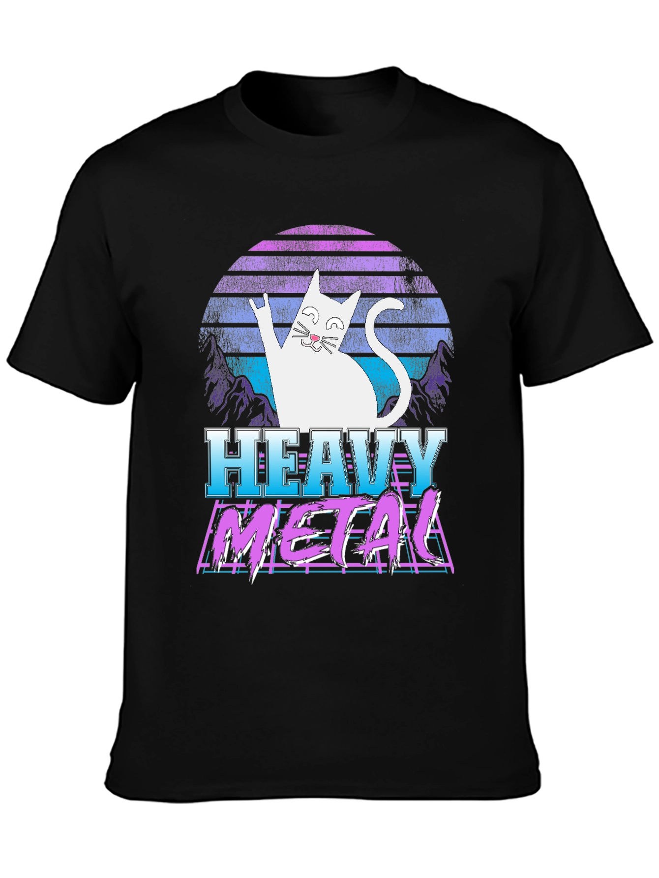Camiseta Heavy Metal Gato Retro