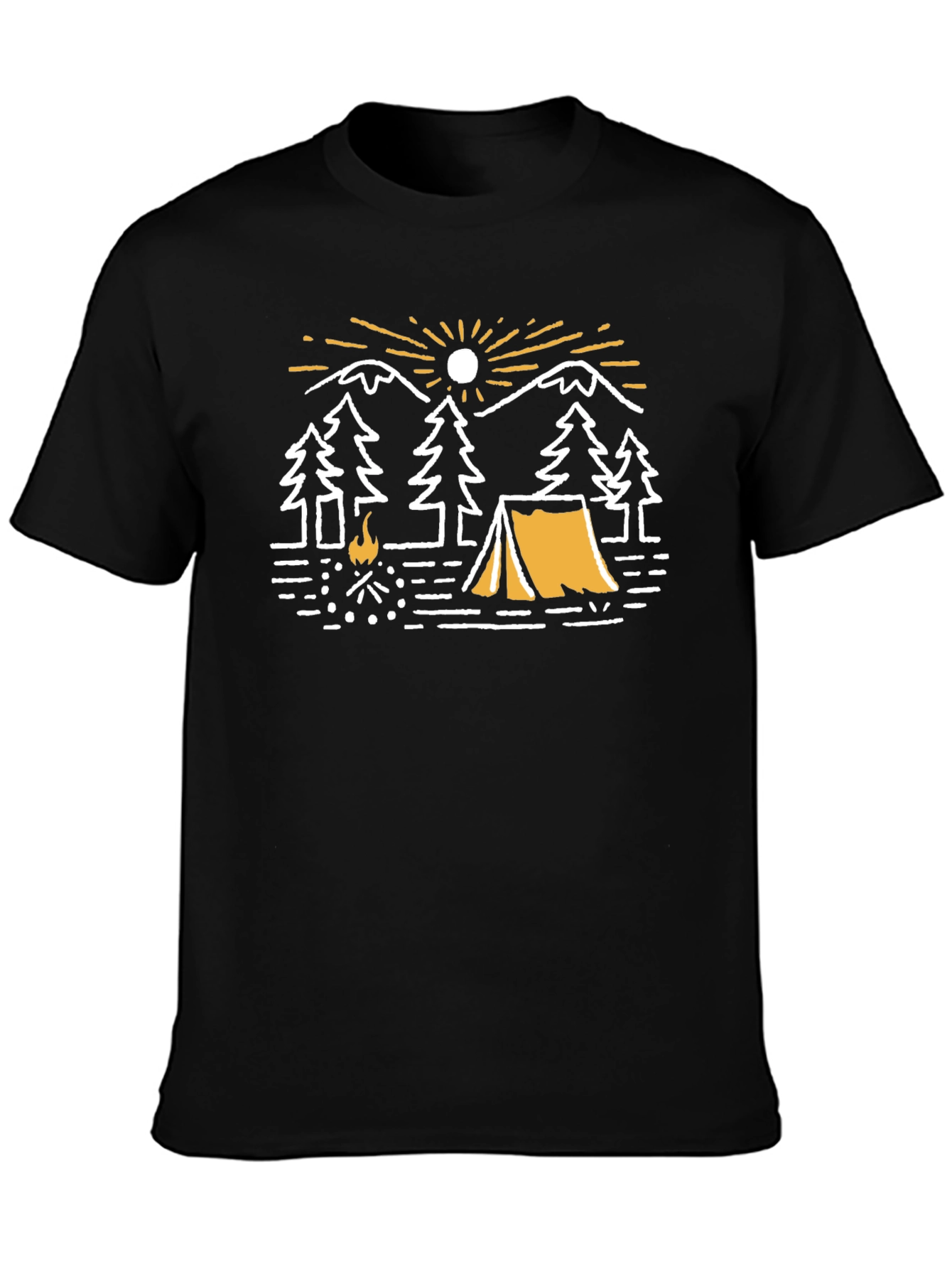 Camiseta Negra Gráfica de Camping