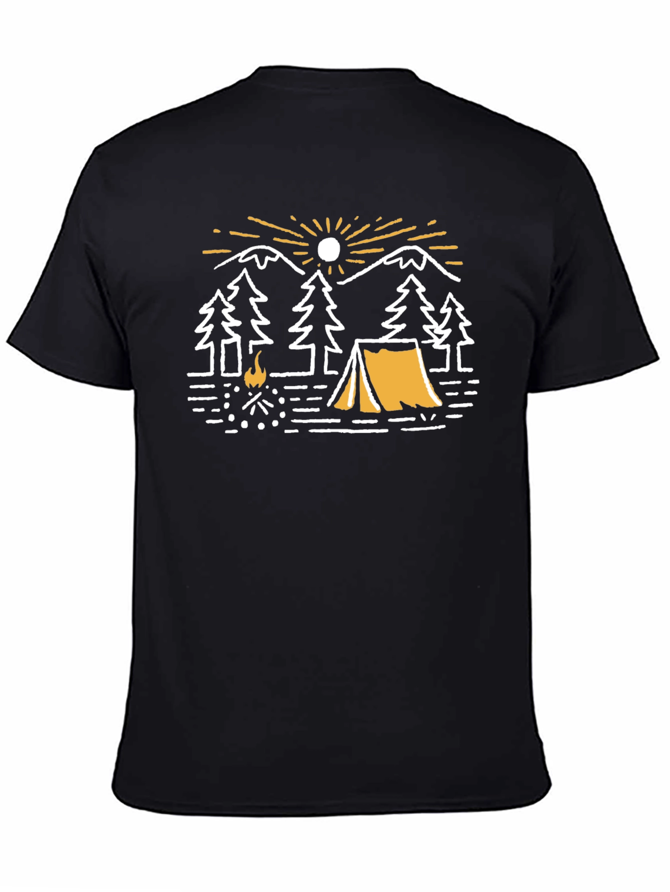 Camiseta Negra Gráfica de Camping