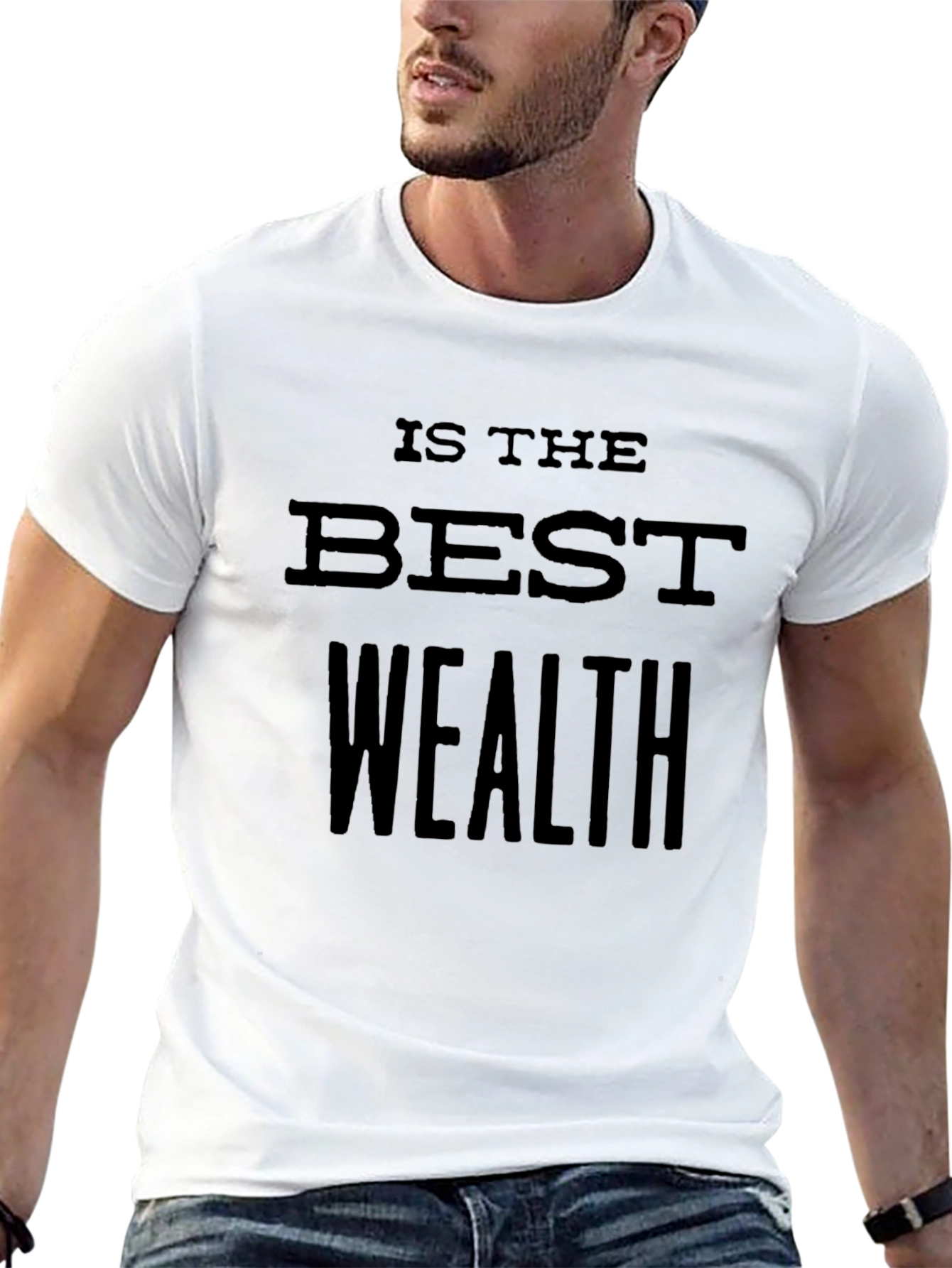 Camiseta Negra: Salud es la Mejor Riqueza