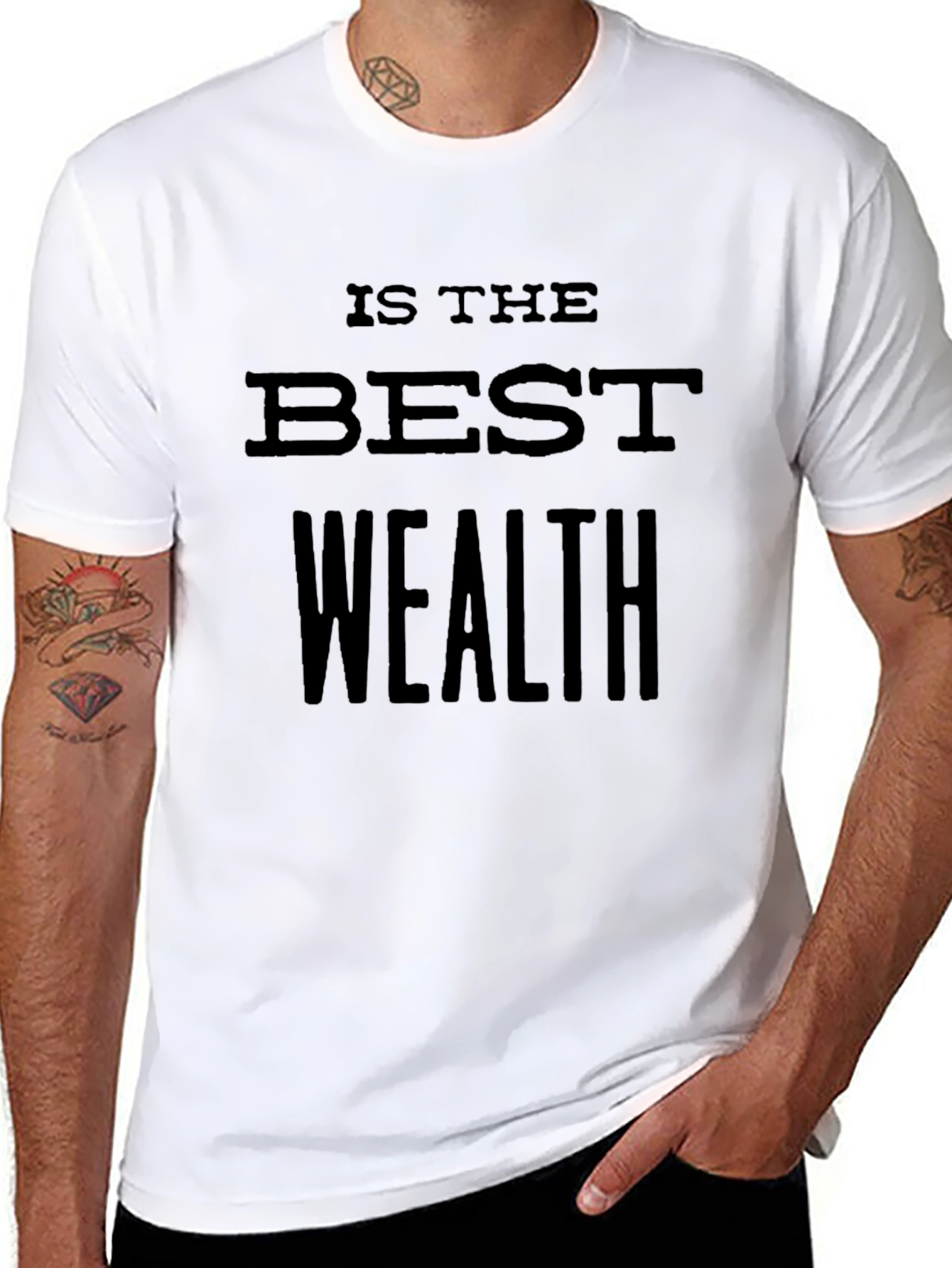 Camiseta Negra: Salud es la Mejor Riqueza