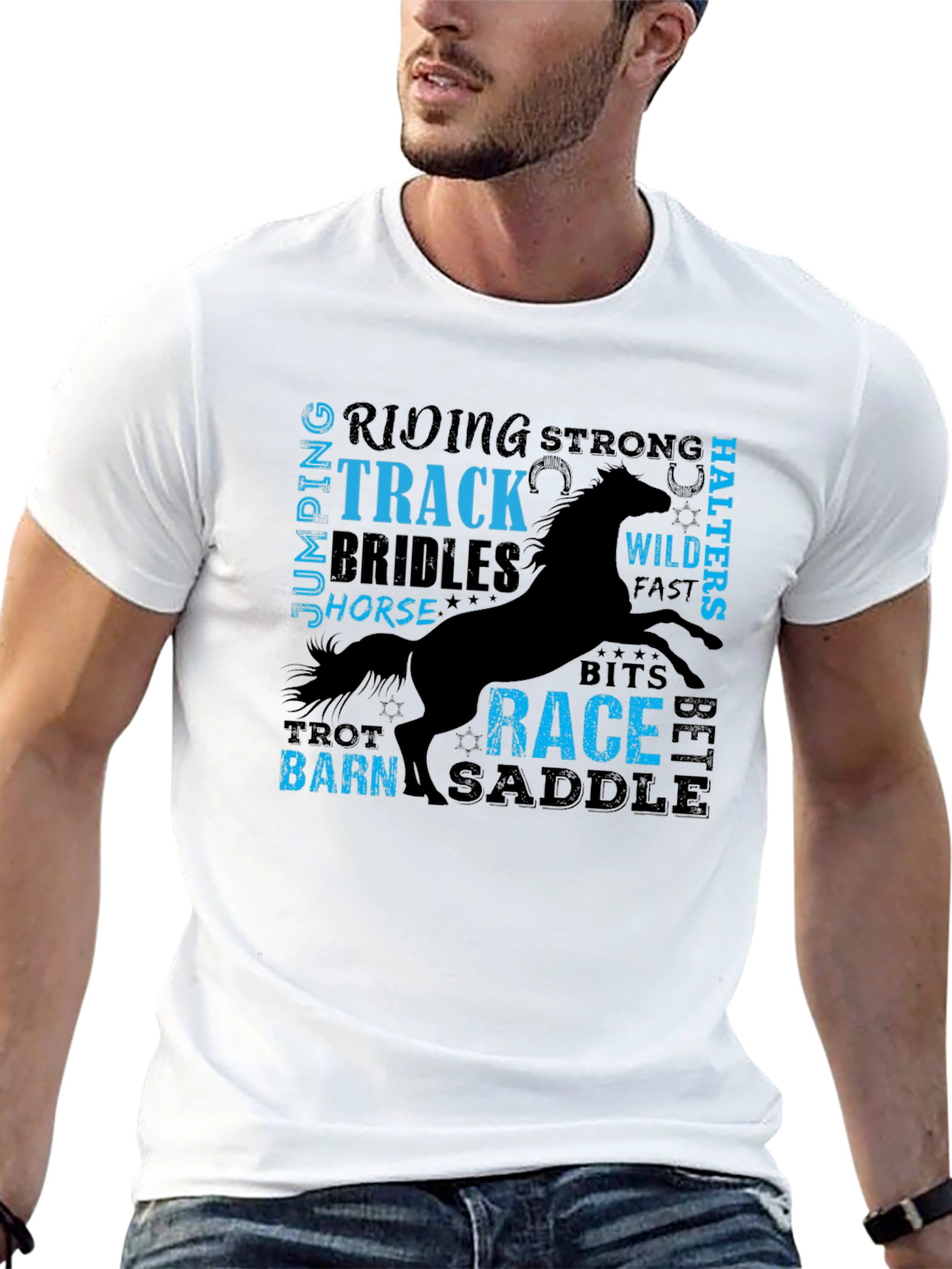 Camiseta Negra con Diseño Ecuestre