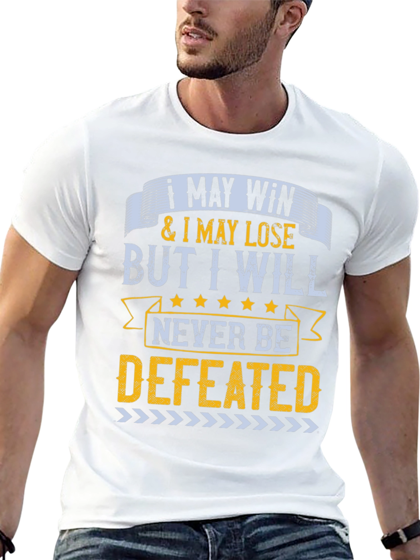 Camiseta Hombre Motivacional: Nunca Seré Derrotado