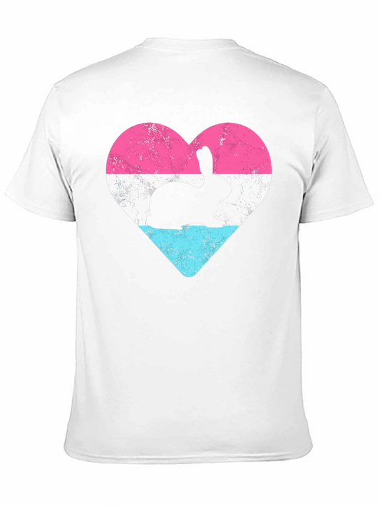 Camiseta Negra con Conejo en Corazón Tricolor