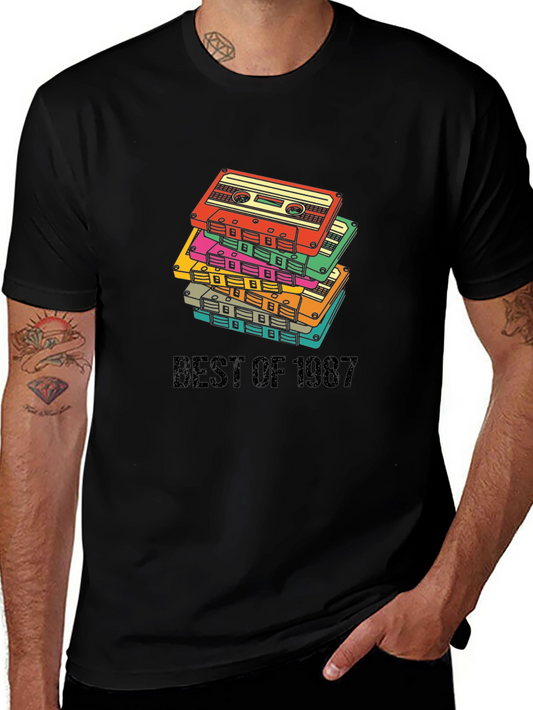 Camiseta Negra Retro Best of 1987 para Amantes de la Música