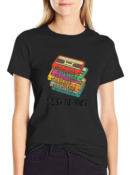 Camiseta Negra Retro Best of 1987 para Amantes de la Música